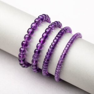 Natural Uruguayan Amethyst Bracelet - 5-8mm Purple Single-Strand Beaded Bracelet
