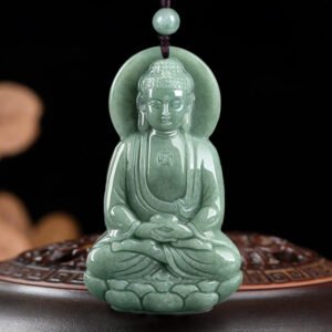 Natural Jade Amitabha Buddha Pendant Standing Buddha Jadeite Necklace