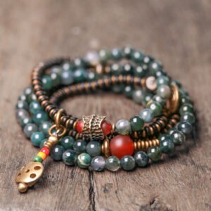 Vintage Multi-Layer Agate Bead Bracelet Buddhist Bracelet for Women