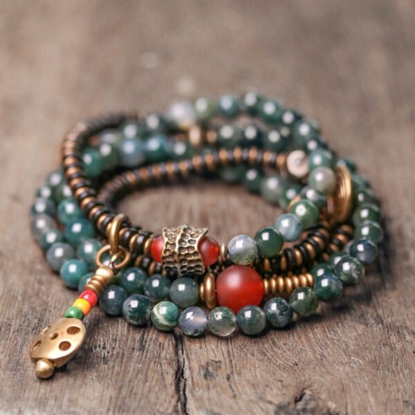Vintage Multi-Layer Agate Bead Bracelet Buddhist Bracelet for Women