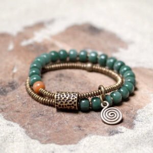 Double-Layer Bodhi Beads& Brass Bracelet Calming Stress-Relief Stack for Women