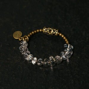 White Quartz & Brass Single-Strand Bracelet – Calm & Clarity for Women