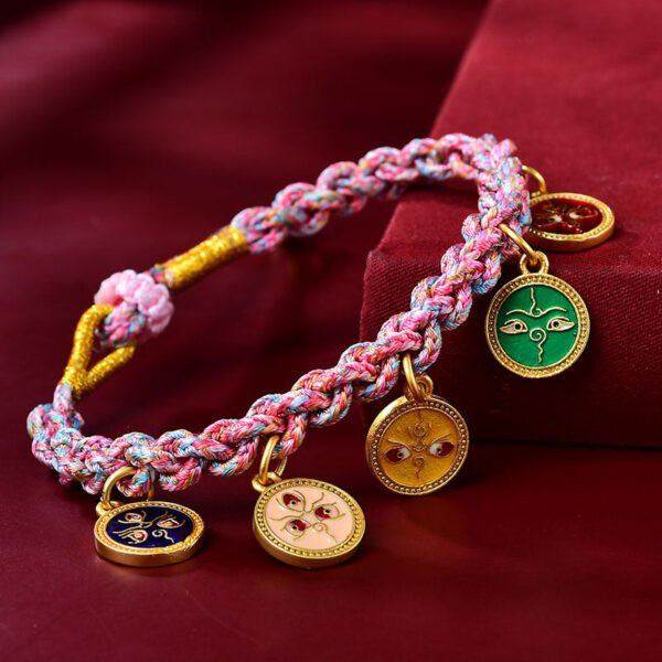 Tibetan Five Wealth Gods Colorful Handmade Braided Bracelet for Abundance