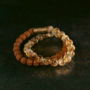 Citrine & Vajra Bodhi Bead Bracelet Tibetan Vintage Double-Wrap Bracelet for Women