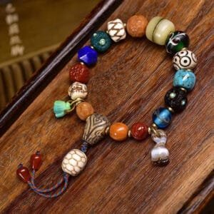 Tibetan Multi-Gemstone Agate Bracelet – Handcrafted Tibetan-Style Beaded Bracelet