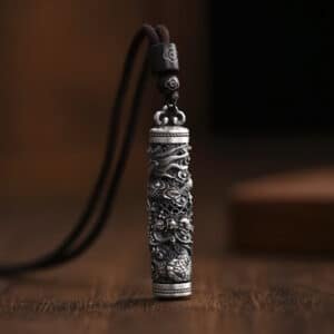 Pure Silver Dragon Disc Pendant