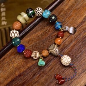 Tibetan Multi-Gemstone Agate Bracelet – Handcrafted Tibetan-Style Beaded Bracelet