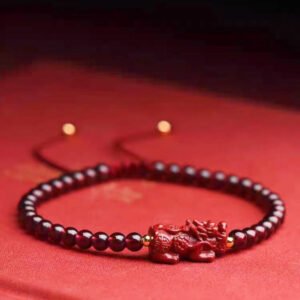 Garnet Cinnabar Pixiu Rope Bracelet