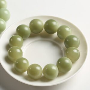 Natural Bodhi Buddha Beads Beads Large Green Jade Bodhi Round Bead Bracelet