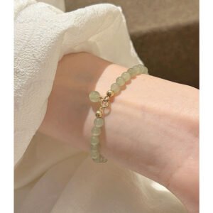 Natural Hetian Jade Beaded Bracelet for Women