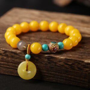 Yellow Agate Peace Amulet Bracelet