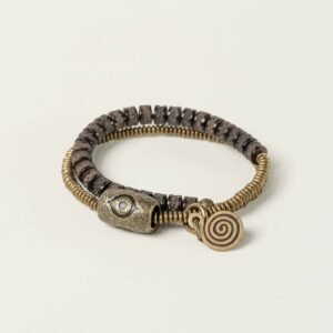 Tibetan Handmade Double-Wrap Coconut Shell & Brass Dzi Bracelet · Earthborn Wisdom, Sacred Protection